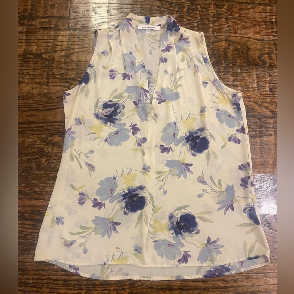 Rose + Olive Sleeveless Floral Top